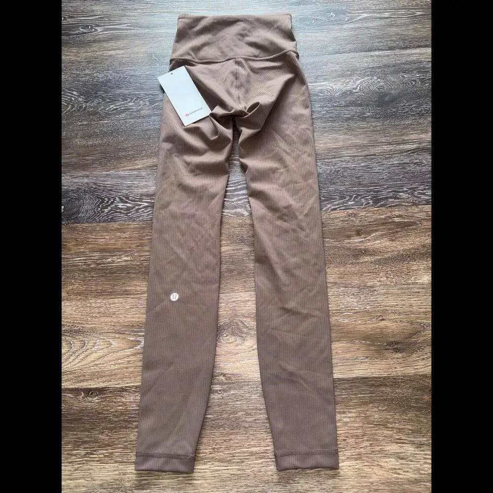 Lululemon Wunder Train Ribbed High Rise 28” Taupetastic Size 0 NWT